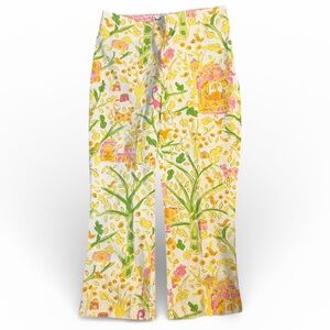 Pamela Ferrari Firenze Colorful Print Straight Leg Capri Pants. EC  Size 8